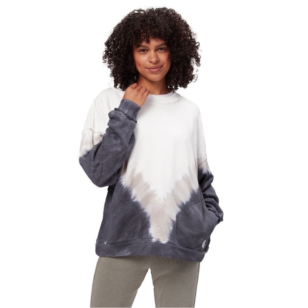 Free People FP Movement Ombre Metti Tie Dye Black White Crew Sweatshirt